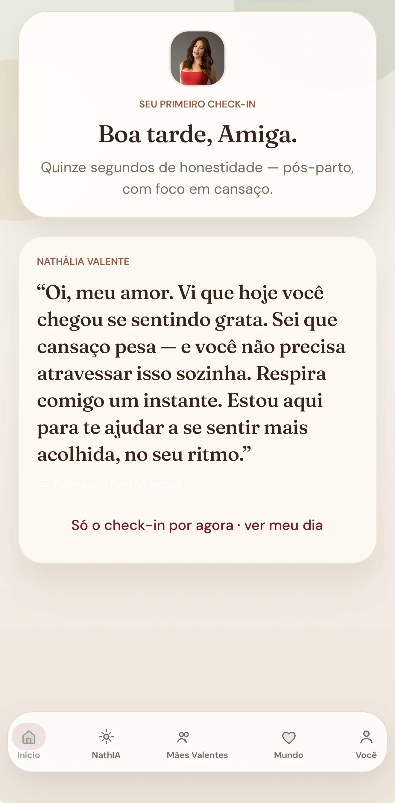 Check-in real do aplicativo Nossa Maternidade