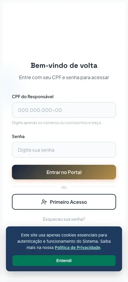 Login real do Portal dos Pais