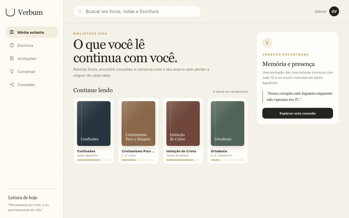 Interface web do Verbum em execução