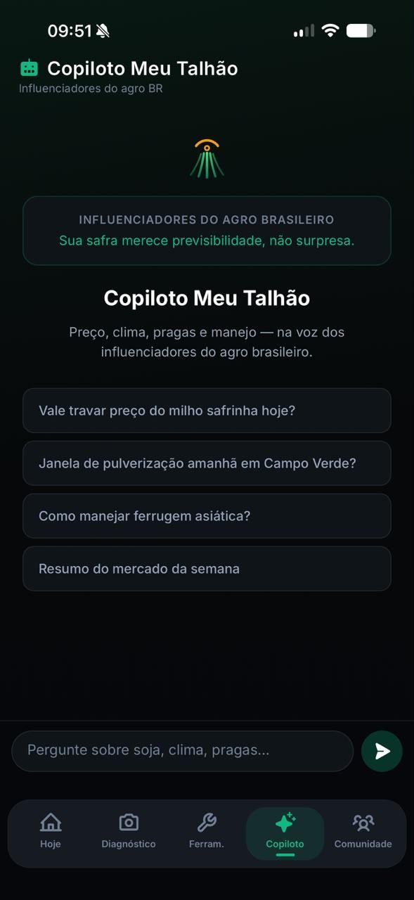 Tela do Copiloto Pulso do Campo no aplicativo